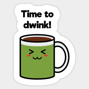 Time to Drink | Coffee | Charging | High Battery | Cute Kawaii | Gray Sticker